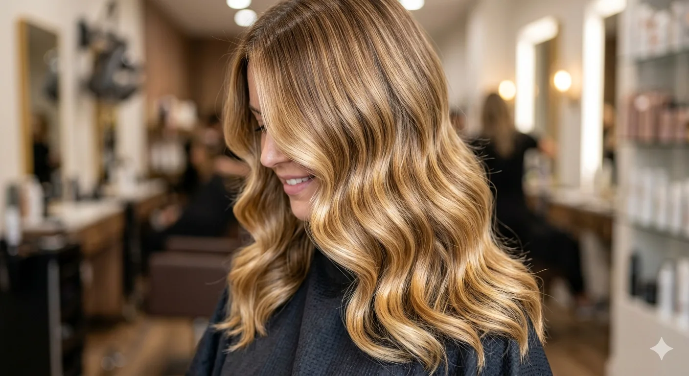 Balayage blond doré réalisé au salon Tif'enn
