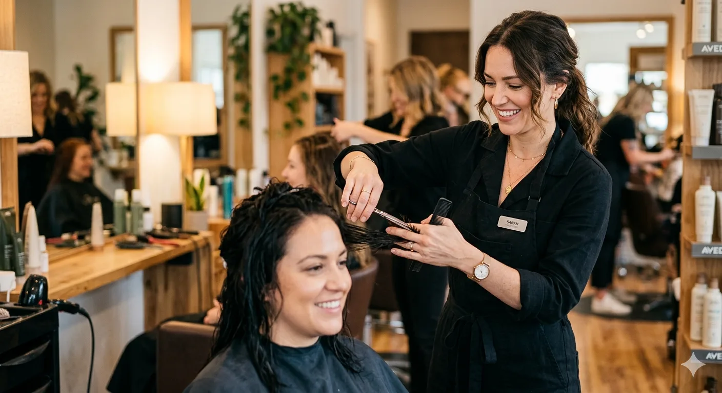 Intérieur salon Tif'enn à Ploudalmézeau — espace chaleureux et lumineux